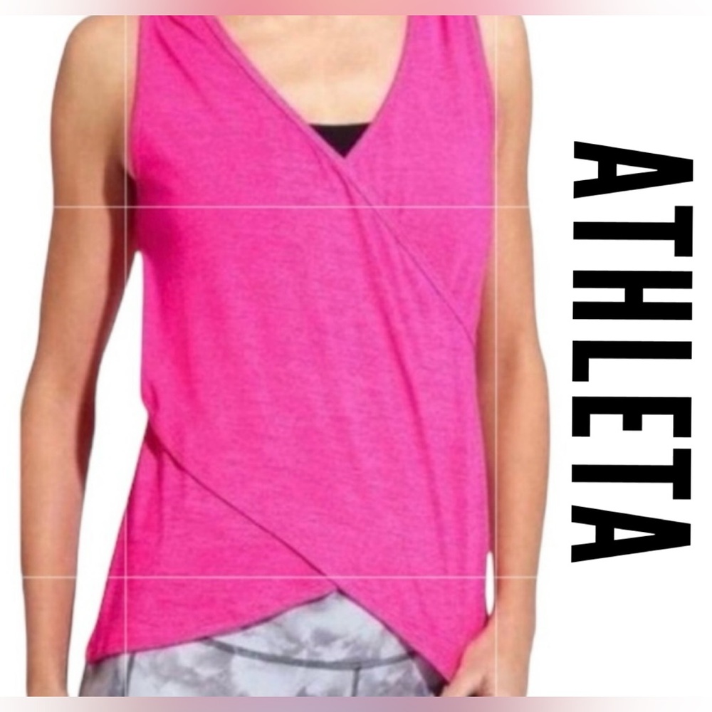 Athleta Breezy Hot Pink Wrap Tank Size Large EUC